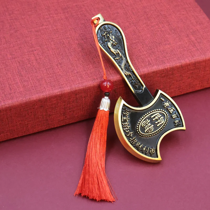 Brass Axe Ornament Craft Home Ax for Living Room Office Decoration Black and Red Lucky Ax Product