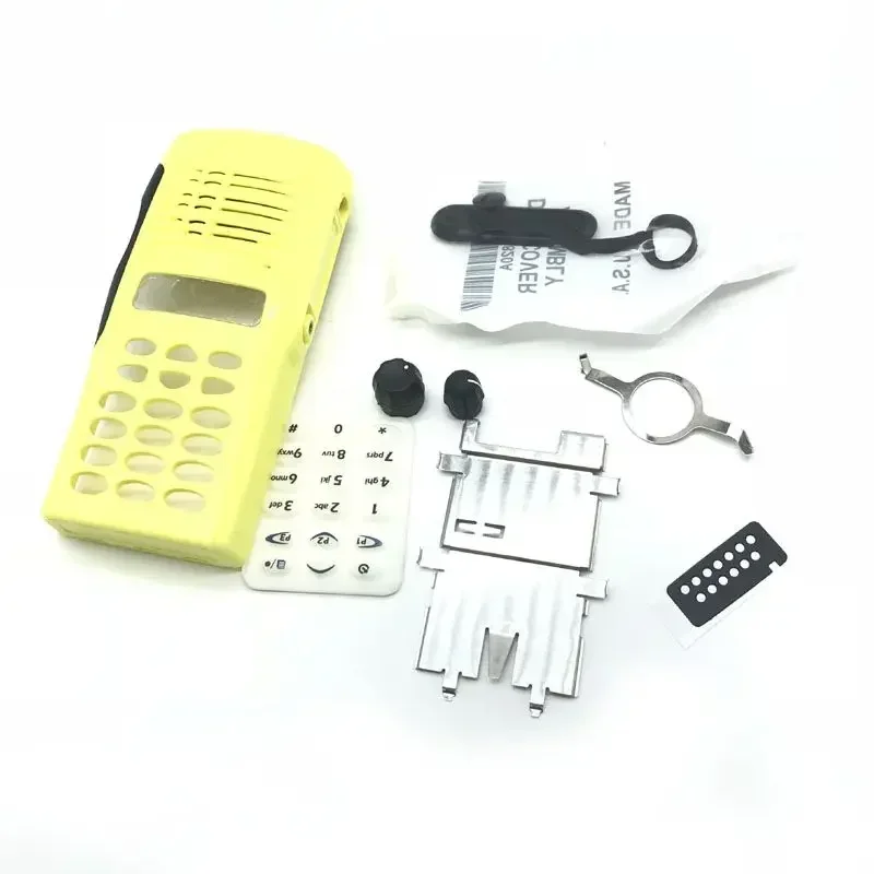 Compatible Housing Case Front Shell + Dust Cover + Knob + Keypad for Motorola Radios, Black/Yellow