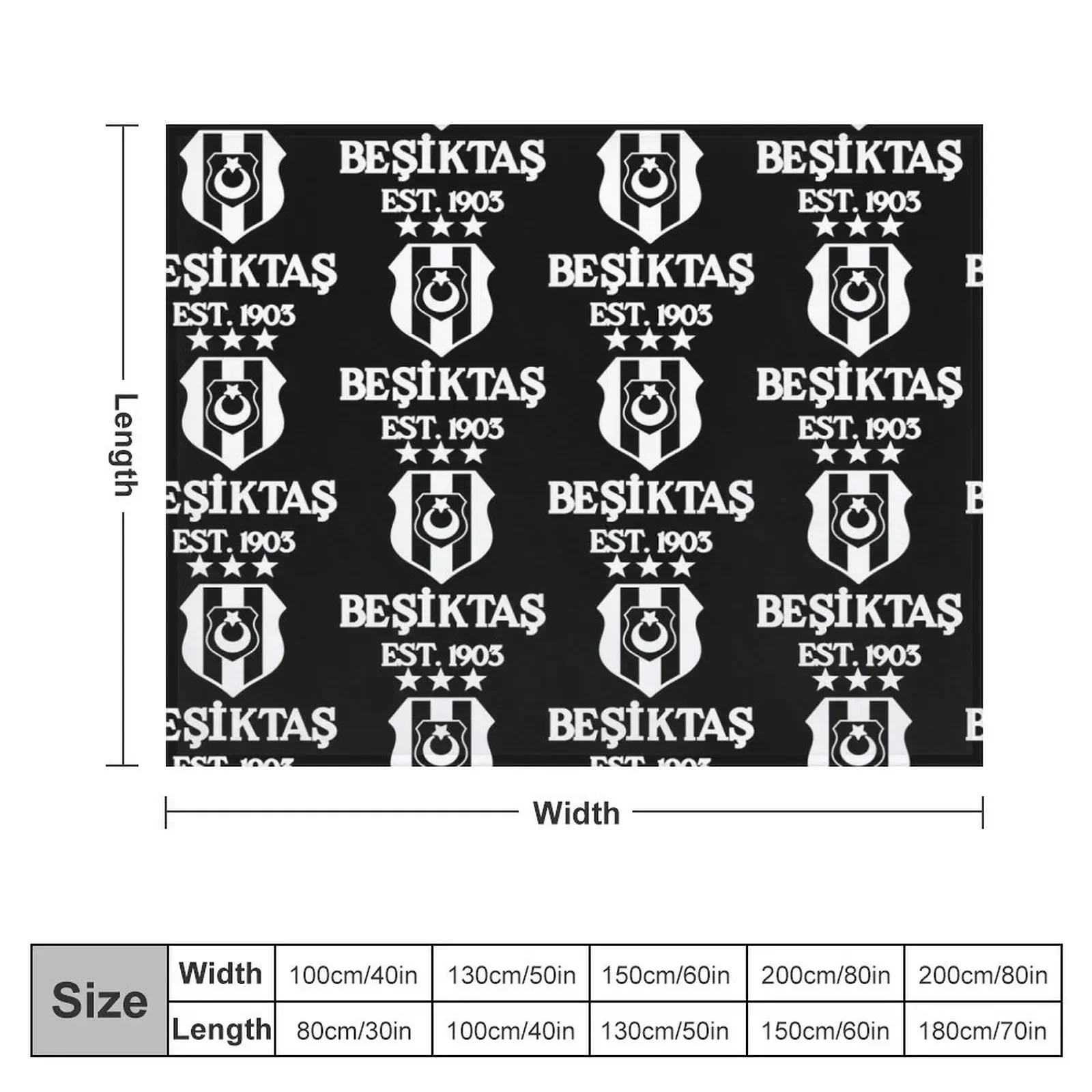 Besiktas White Throw Blanket wednesday Plush Winter beds Blankets