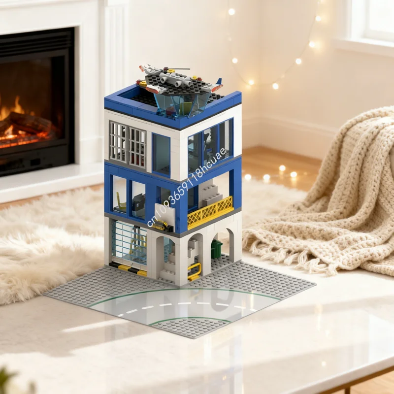 

373 шт. MOC маленький городской полицейский участок модель строительные блоки архитектурная игрушка DIY идея Рождественский подарок творческое образование кирпич