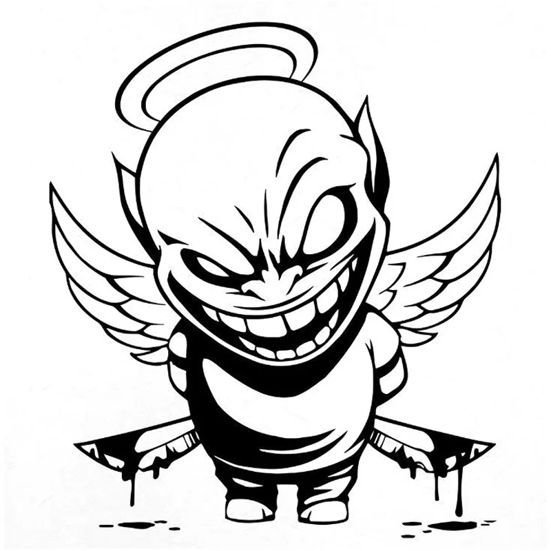 Devil Angel Decals High Quality Car Decoration Decals Personality Pvc Waterproof Car Window Decals Black/white, 17cm * 15cm