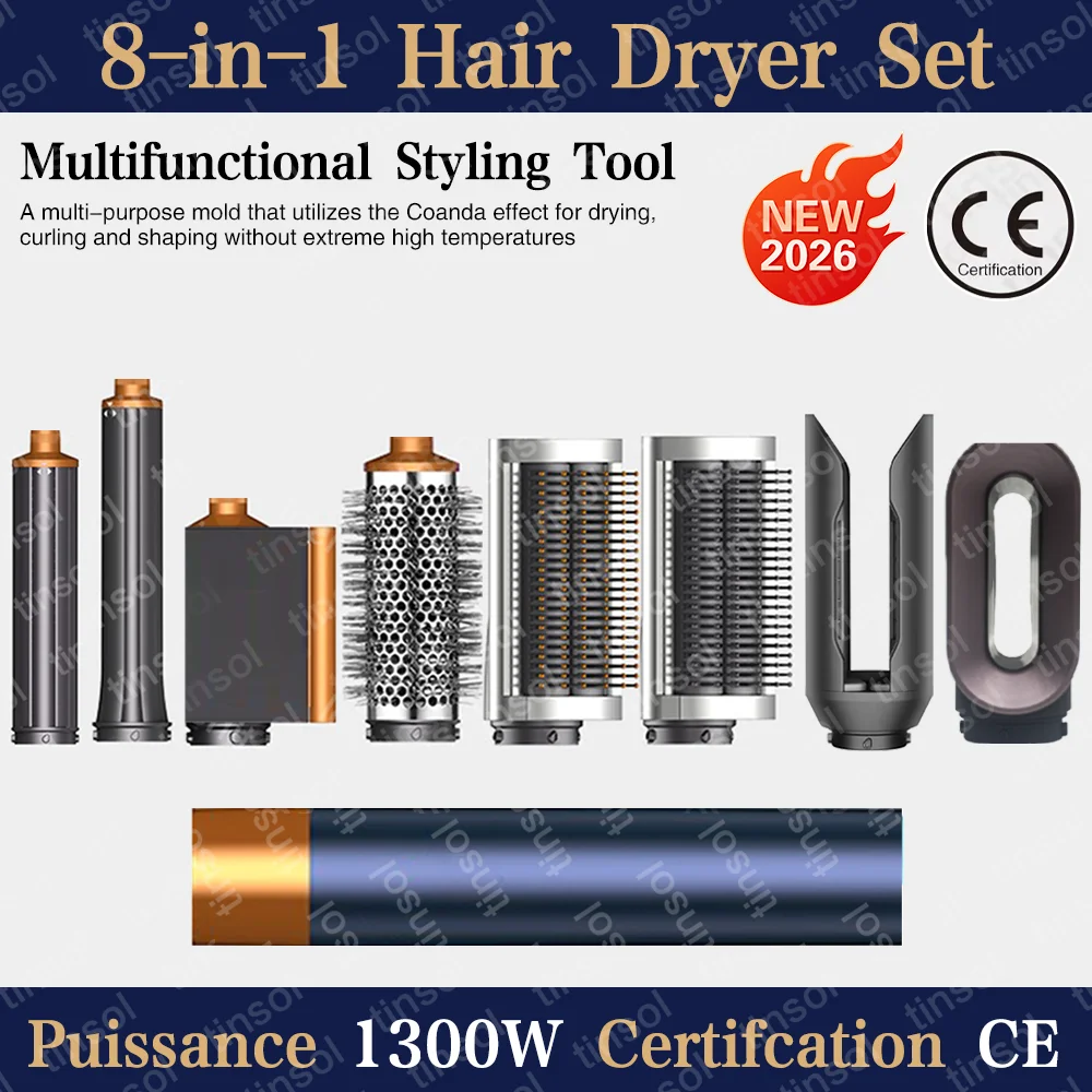 

8-in-1 Multi-Function Hair Styling Tool Curling Iron Heated Curling Brush Curling Barrel Hair Dryer Professional Curling Styler