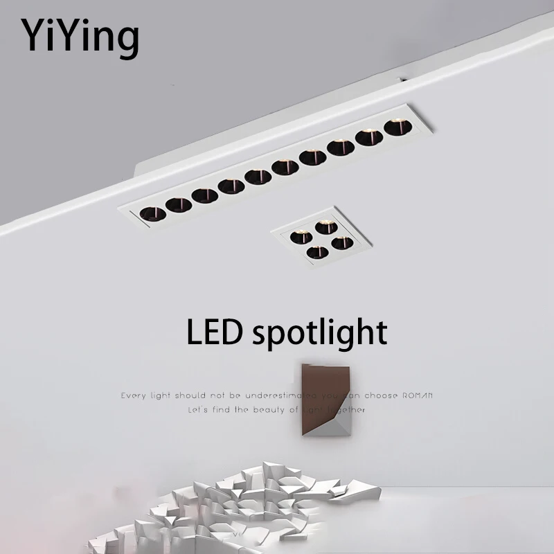 Embedded Long Strip LED Spotlights COB Grille Lamp  110V 220V Line Spot Lights White Black Foco For Kitchen Living Room Indoor