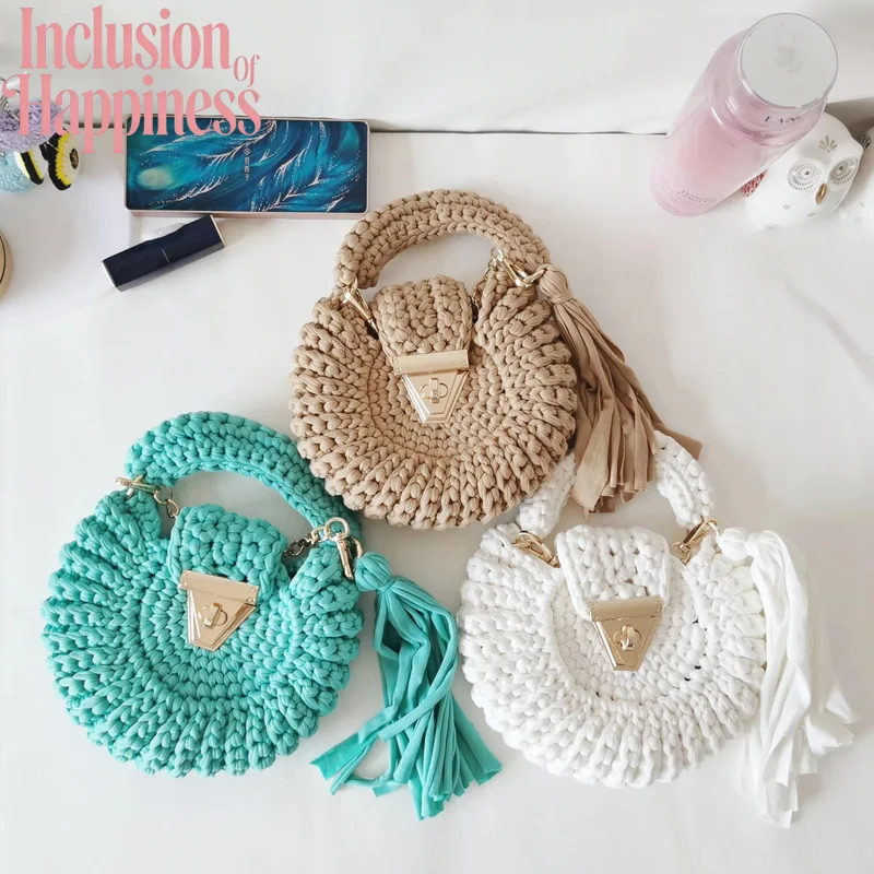 Hand Made Crochet Women's Bags Handmade Tassel Woven Bags for Women Handbags Crochet Tote Bag Designer Shoulder Bag Droshipping