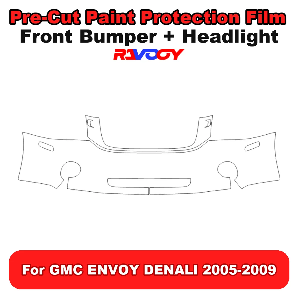 Kit de protection de peinture PPF transparent pour pare-chocs avant et phares, 8,5 mil, pré-découpé, pour GMC ENVOY DENALI 2005-2009