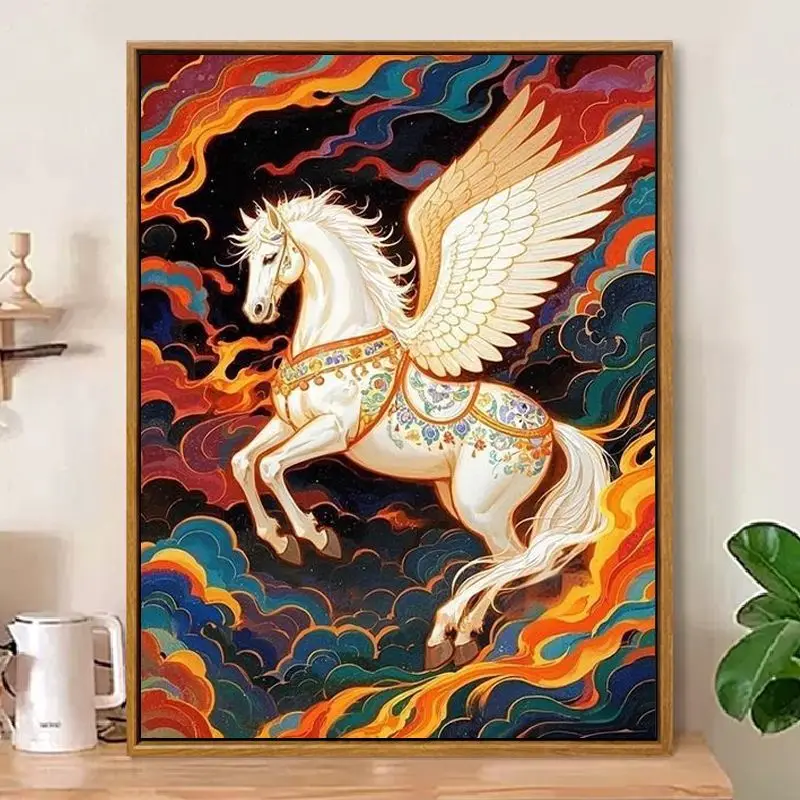 

Handmade Cross Stitch Embroidery Cotton Tead Diamond Painting round Diamond Material Zodiac Design Home Fabric Art