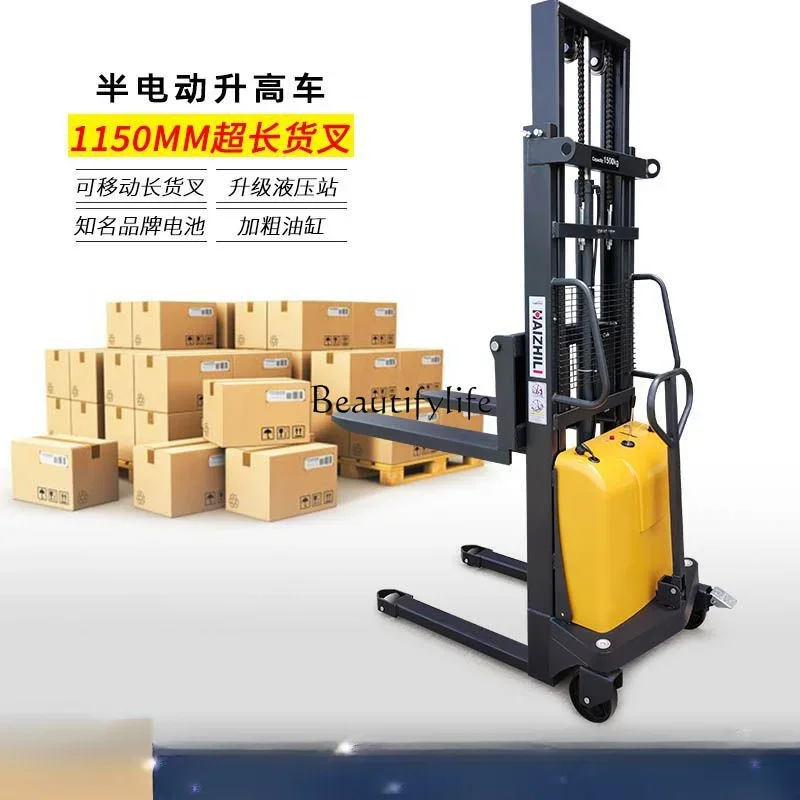 1.5 Tons Stacker Loading and Unloading Electric Lifting Hydraulic Lifting Stacker Small Forklift