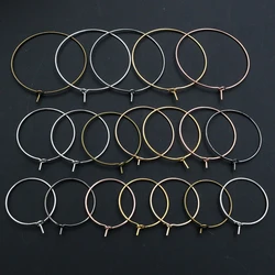 50pcs/lot 20 25 30 35mm KC Gold Silver Plated Hoops Earrings Big Circle Ear Wires For DIY Jewelry Making Supplies