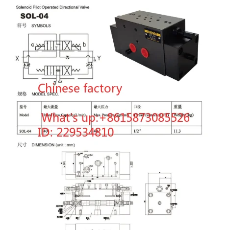 Electromagnetic guidance directional valve SOL-06 SOL-04 SOL-08 3K-25 TV-AB-04 hydraulic grinder valve
