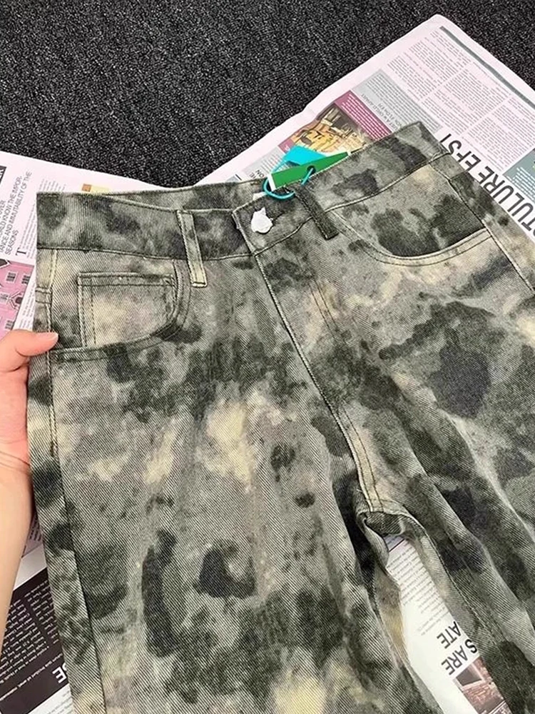 جينز رجالي أمريكي عصري بخصر مرتفع وساق مستقيمة، بنطلون طويل واسع الساق مقاوم للبلى بتصميم شبابي أنيق