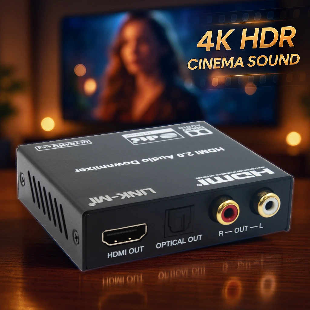 HDMI Audio Extractor 4K60Hz with Audio Downmix HDMI 2.0b Audio Converter SPDIF Optical Analog Audio Converter