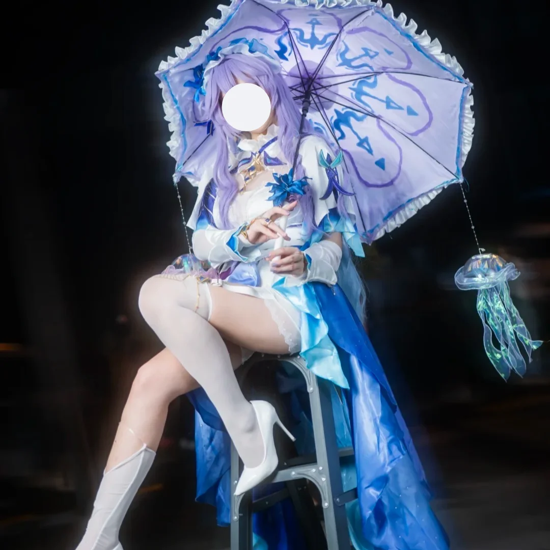 Cantarella Cosplay Costume Wuthering Waves Cantarella Full Set with Wig Parasol Flower Headpiece Set Anime Game Outfit for Women view 4