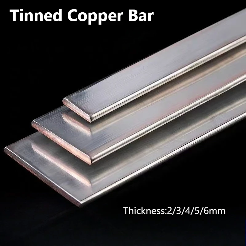 T3 Tinned Copper Bar Purple Copper Flat Strip Length 500mm Thickness 2mm 3mm 4mm 5mm Conductive Grounding Plate Busbar
