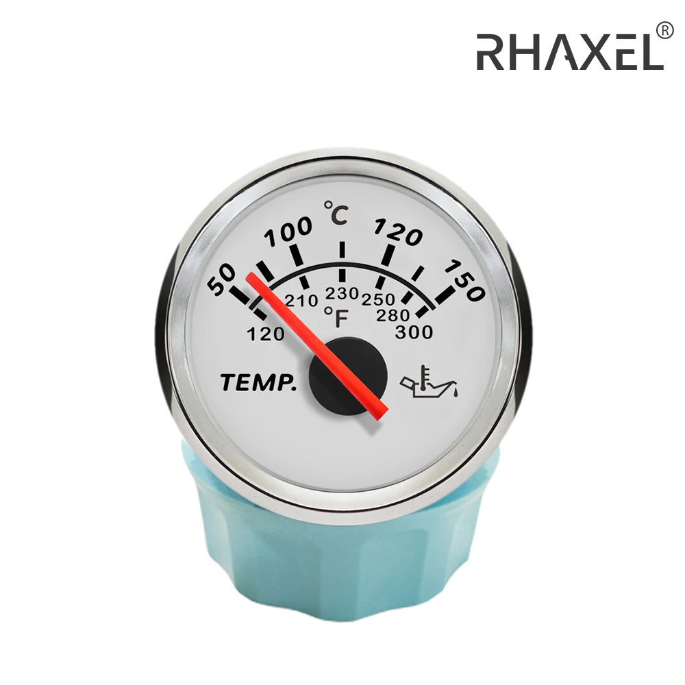 RHAXEL Newest Oil Temp Gauge 50-150 Celsius 52mm with Red Backlight for Yachts Boat Car 9-32V