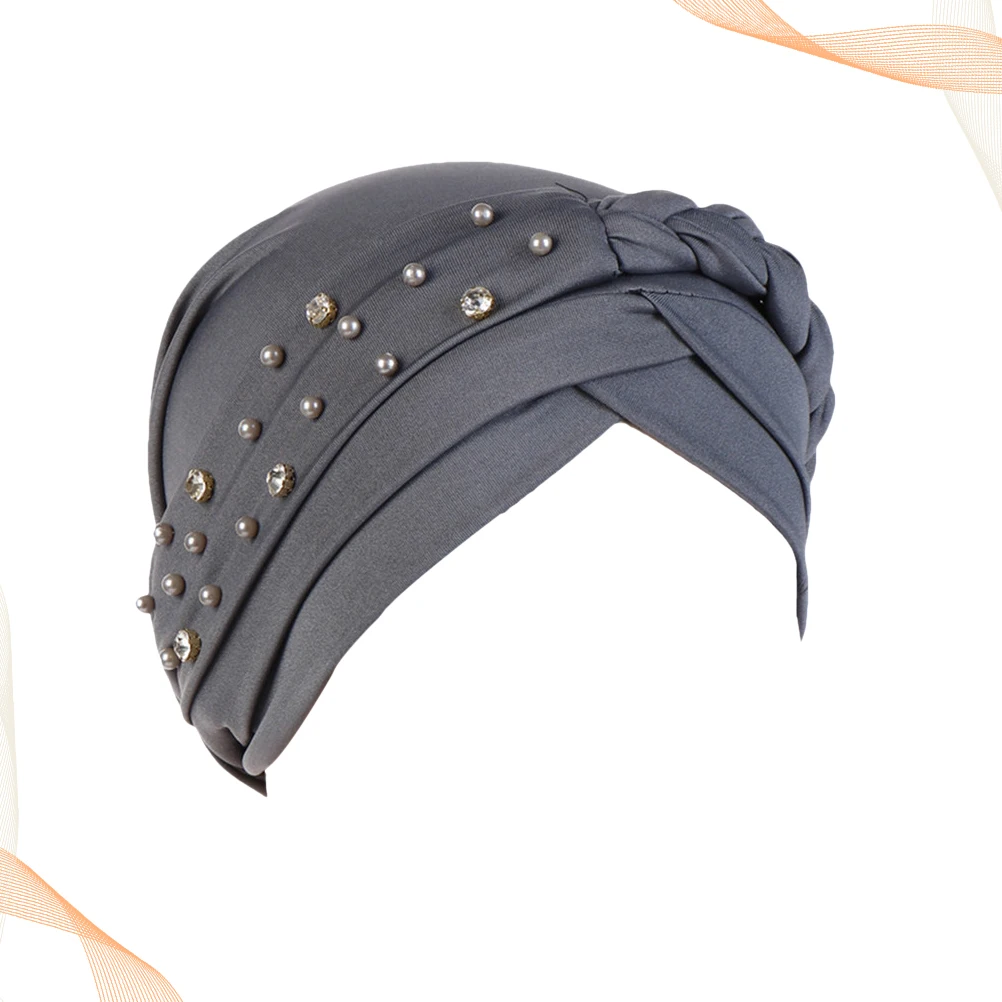 

1pc Stretchy Satin Sleeping Hat For Women Double Layer Hair Protector Head Wrap Cap Fashion Headwear Dark Grey