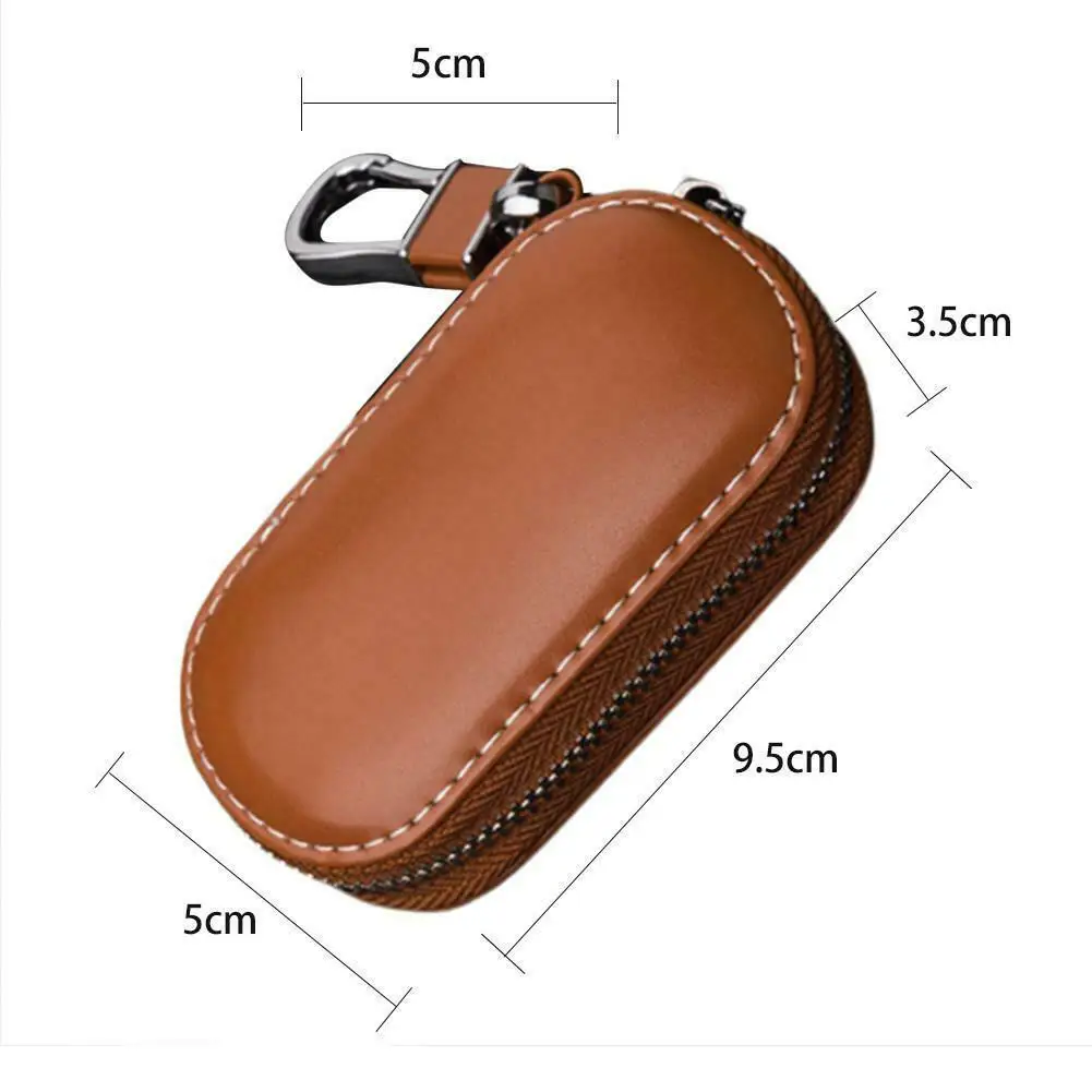 Men Key Holder Housekeeper Leather Car Key Wallets Keys Organizer Women Keychain Covers Zipper Key Case Bag Unisex Pouch Purse