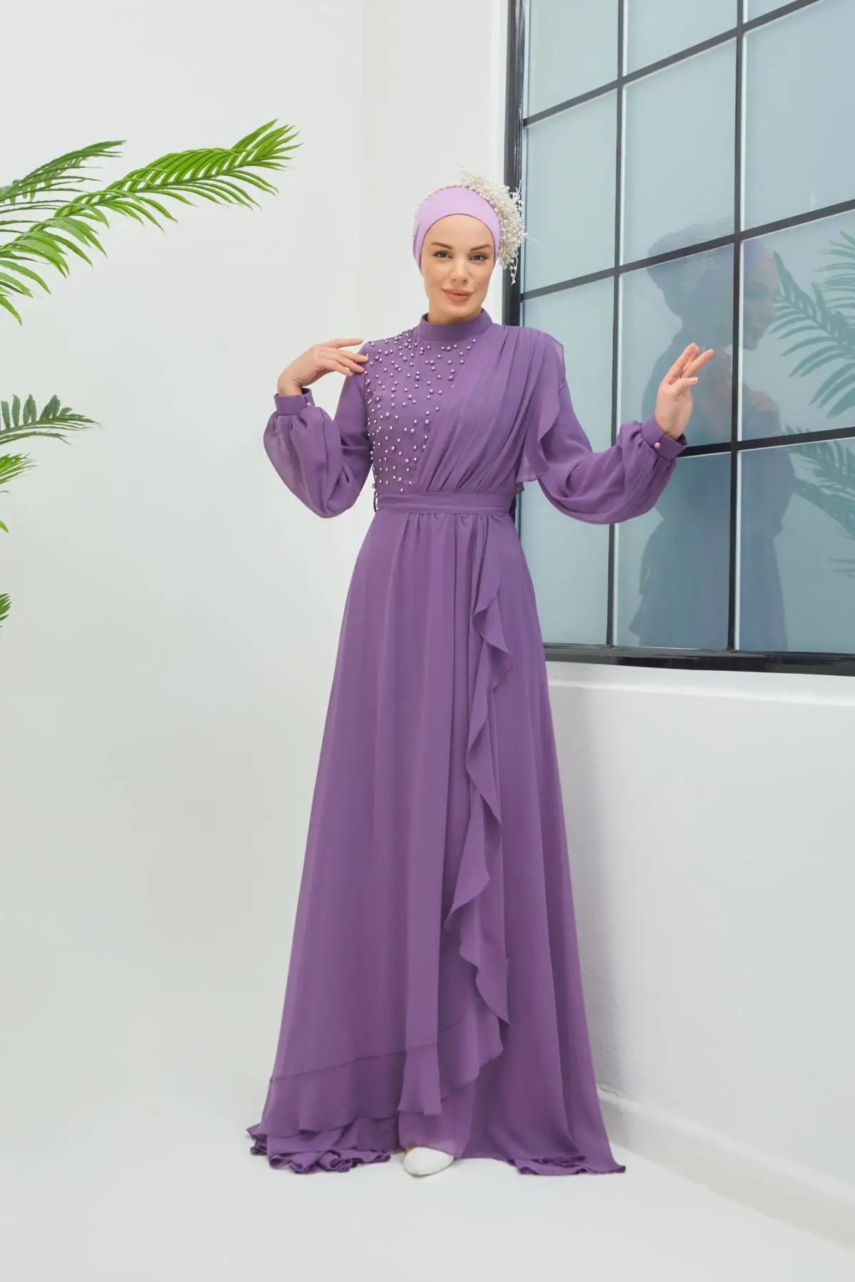 Muslim Fashion Islamic Clothing Evening Dress Women O-neck Long Sleeve Embroidery Print Long Dress