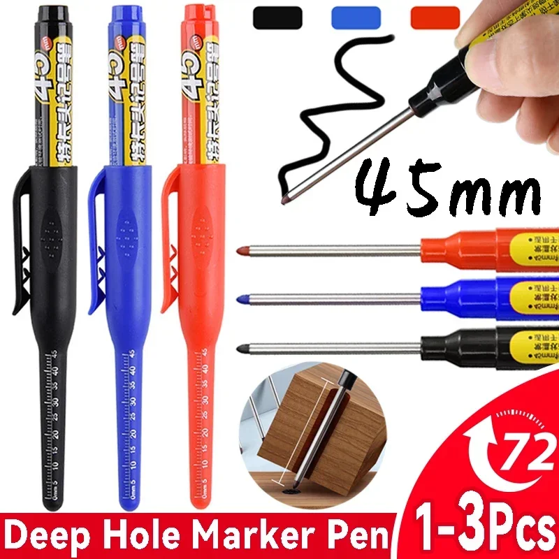 

Long Head Markers Pen for Woodworking Tile Decoration Multi-Purpose 45mm Deep Hole Long Nib Waterproof Marker Carpenter Pens