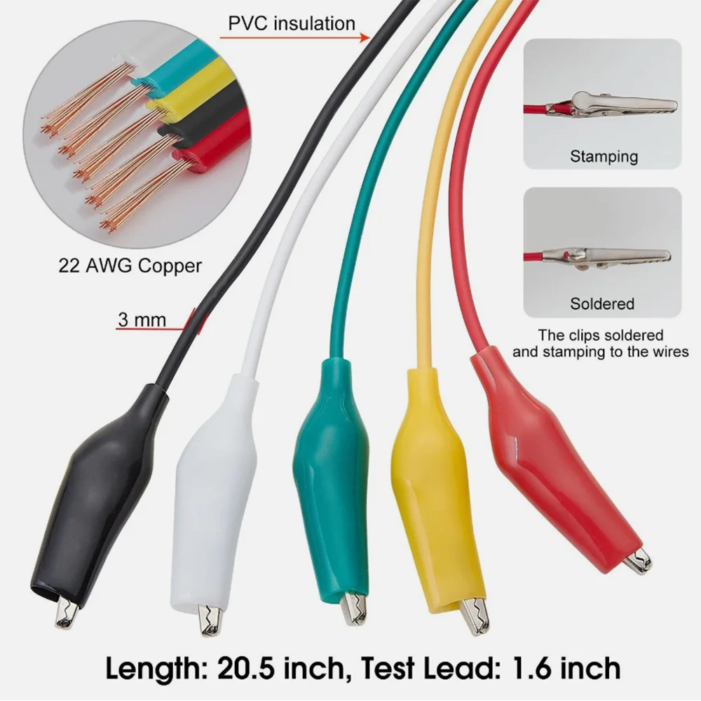 

20pcs Alligator Clips Electrical DIY Test Leads Alligator Double-ended Crocodile Clips Roach Clip Test Jumper Wire