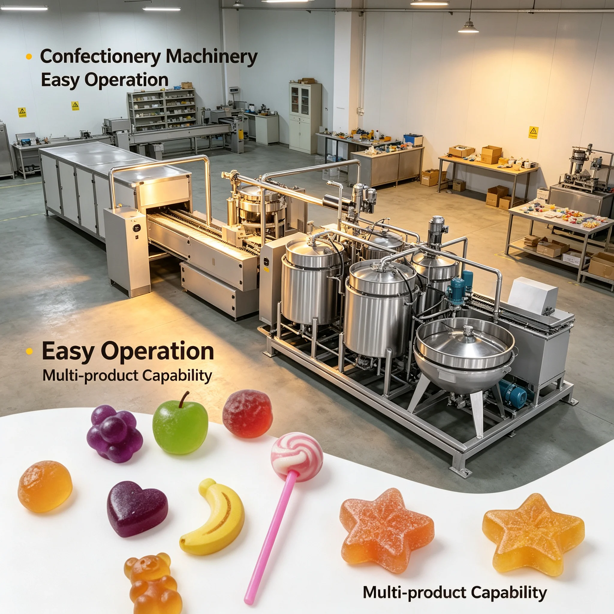 Confectionery Extrusion Production Line Fully Automatic Lollipop Maker For Custom Hard Candy Customized