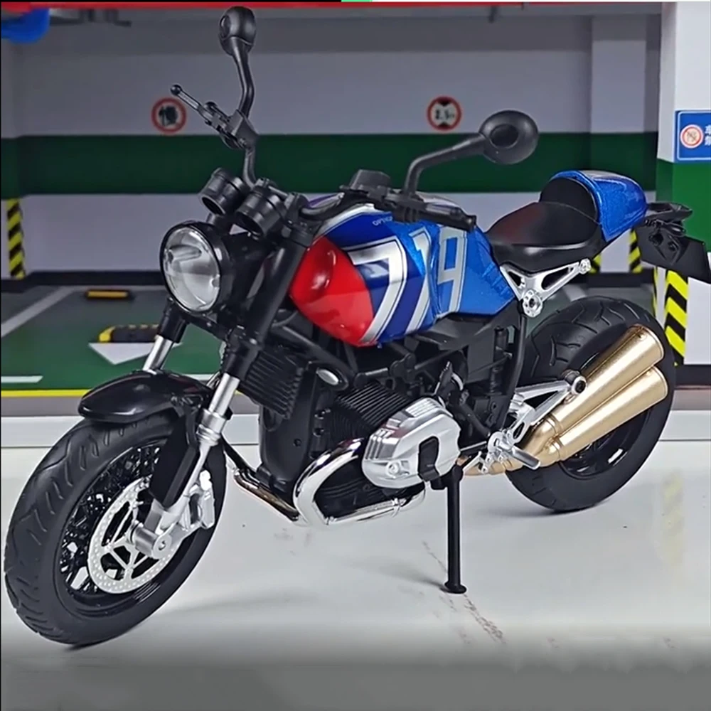 

1:9 BMW R NineT Scrambler Motorcycles Toy Models Diecast Cars Rubber Tires with Light Miniature Vehicles Boys Educational Toys