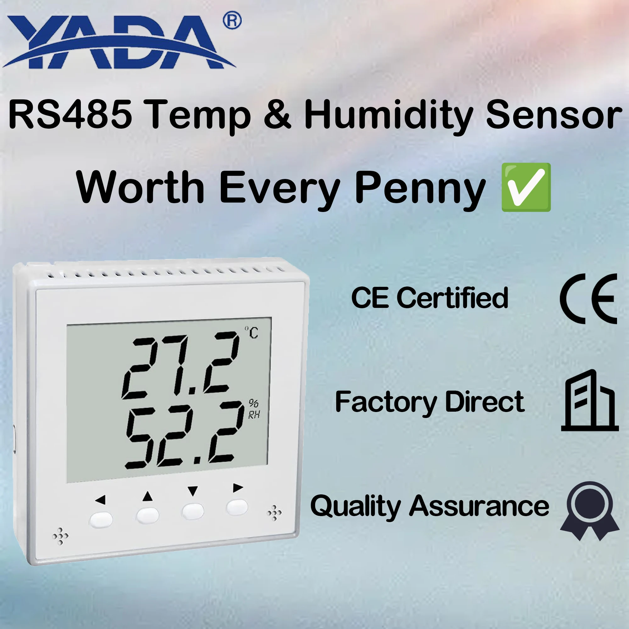 

Digital Temperature and Humidity Sensor - RS485 Modbus, High Accuracy ±0.3℃ ±3%RH, LCD Display, DC10~28V for Indoor Monitoring