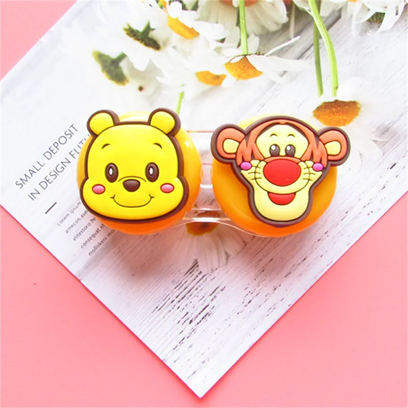 Disney Anime Mickey Mouse Contact Lens Case Kawaii Minnie Stitch Pooh Compact Portable Contact Lens Colored Contacts Case