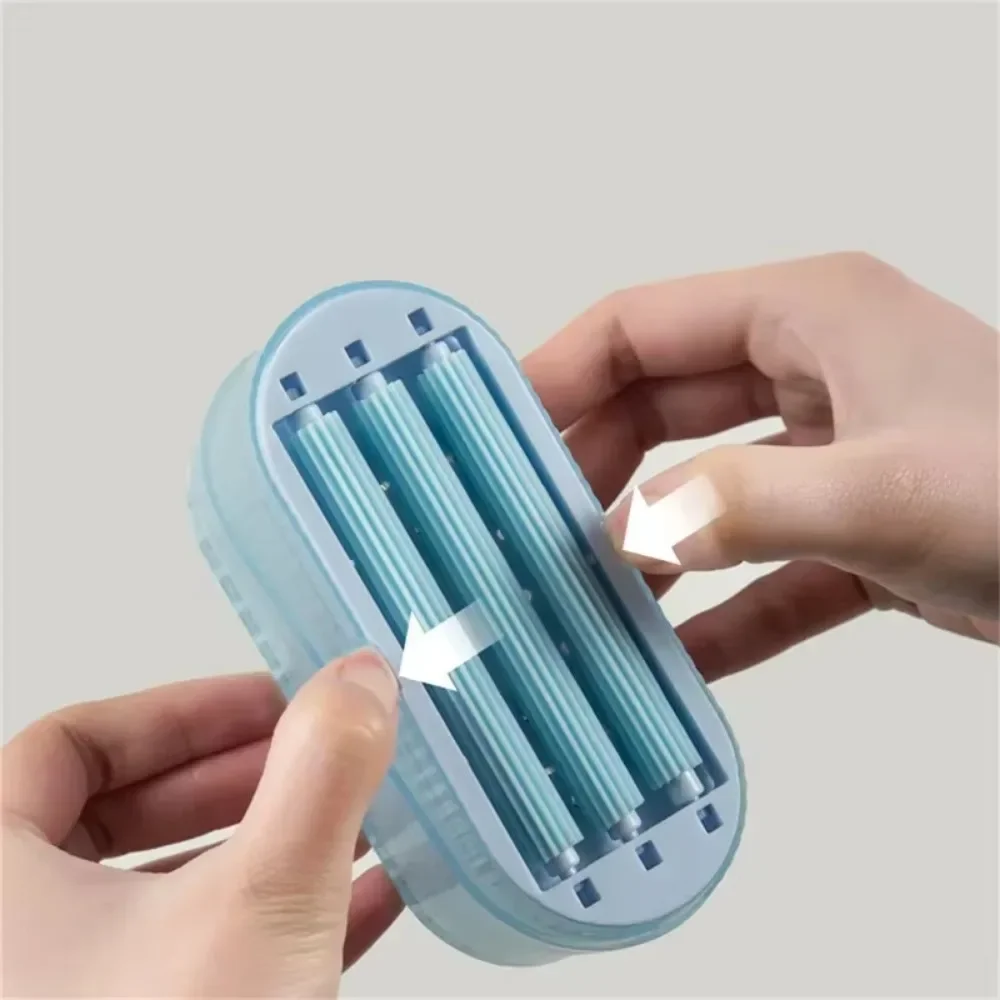 2024 Multifunctional Soap Box Bathroom Roller Brush Type Soap Dish Holder Laundry Soap Drain Box Non-slip Foam Bubbler Washing