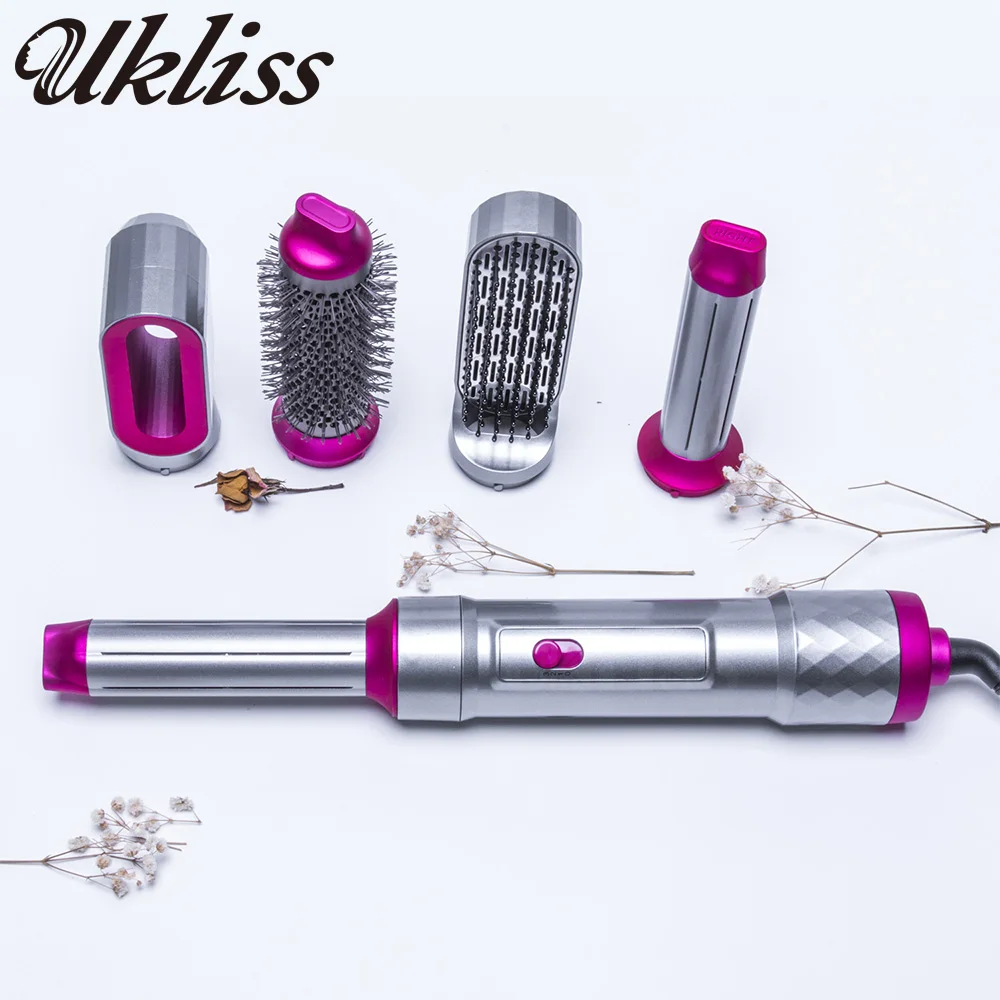 UKLISS Hot Air Brush Hair Dryer 5 in 1, Air Styler with Curling Iron, Straightening Brush
