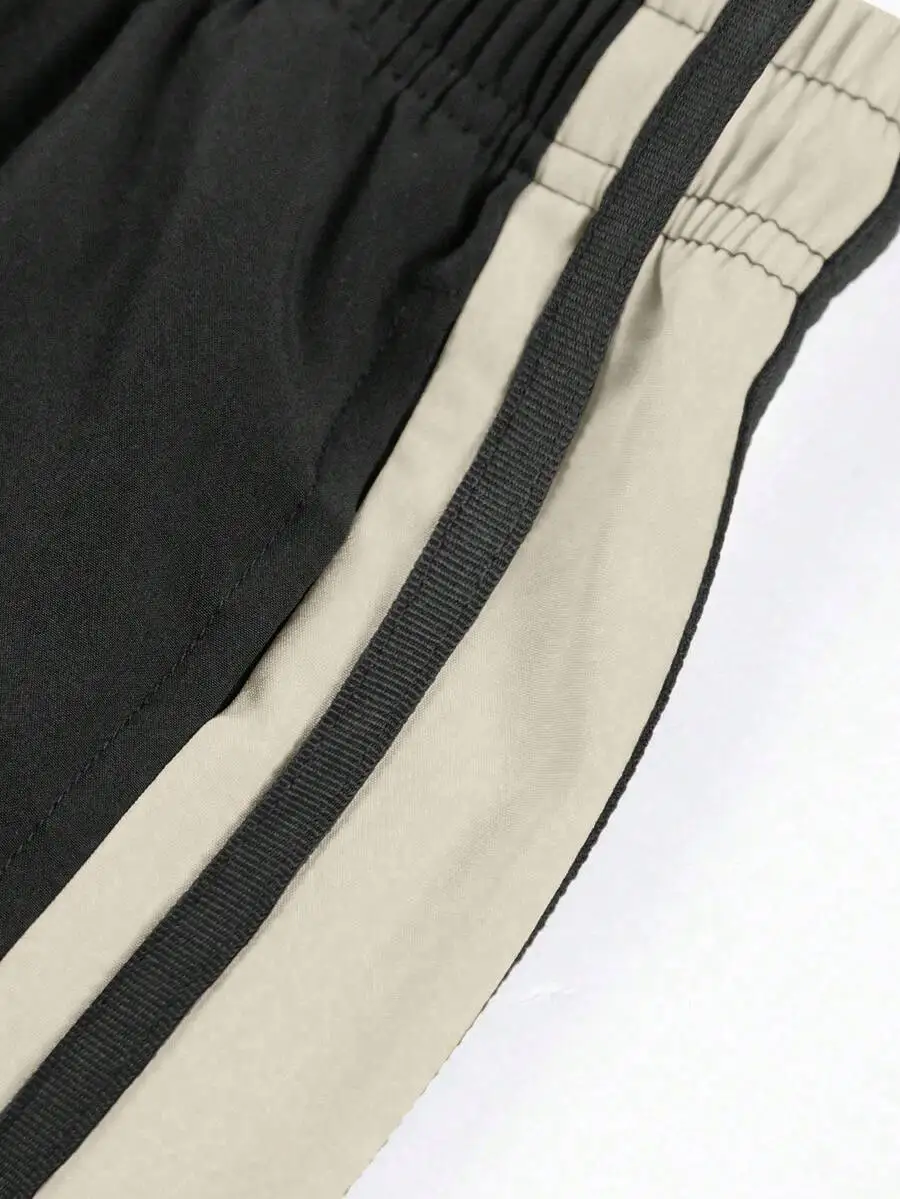 Men's Lightweight Summer Casual Pants, Minimalist Versatile Breathable Cool Colorblock Patchwork Sports Long Pants For Workout,