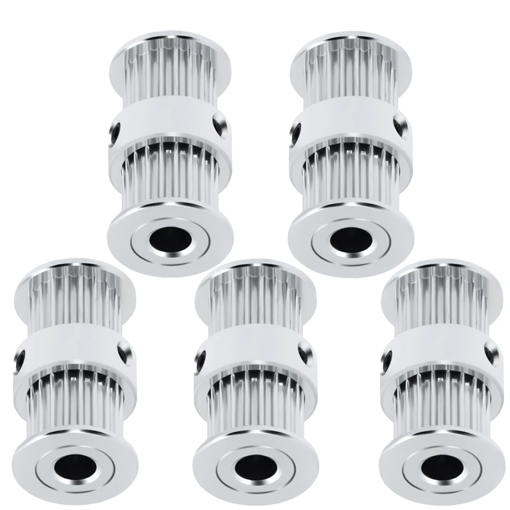 

5pcs 3D Printer Synchronization Wheel 2GT Idler Pulley 5mm Bore Timing Belt 20 Teeth Aluminum Replacement Parts