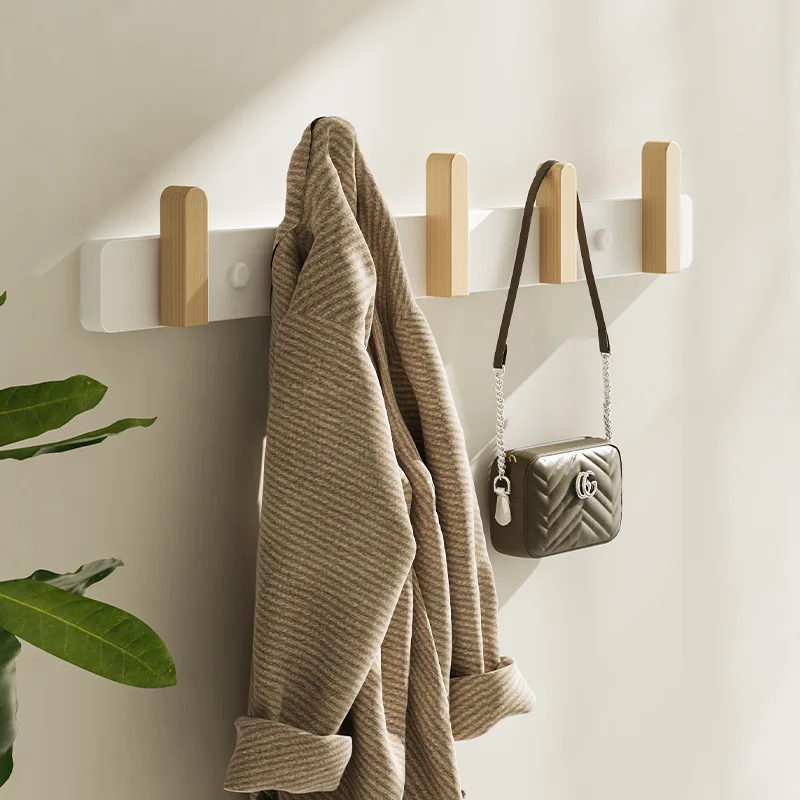 Wooden Wall-Mounted Rack Coat Hook Rack Towel Hanger Holder European Style Dress Coat Hook Wall Door Hat Hanger