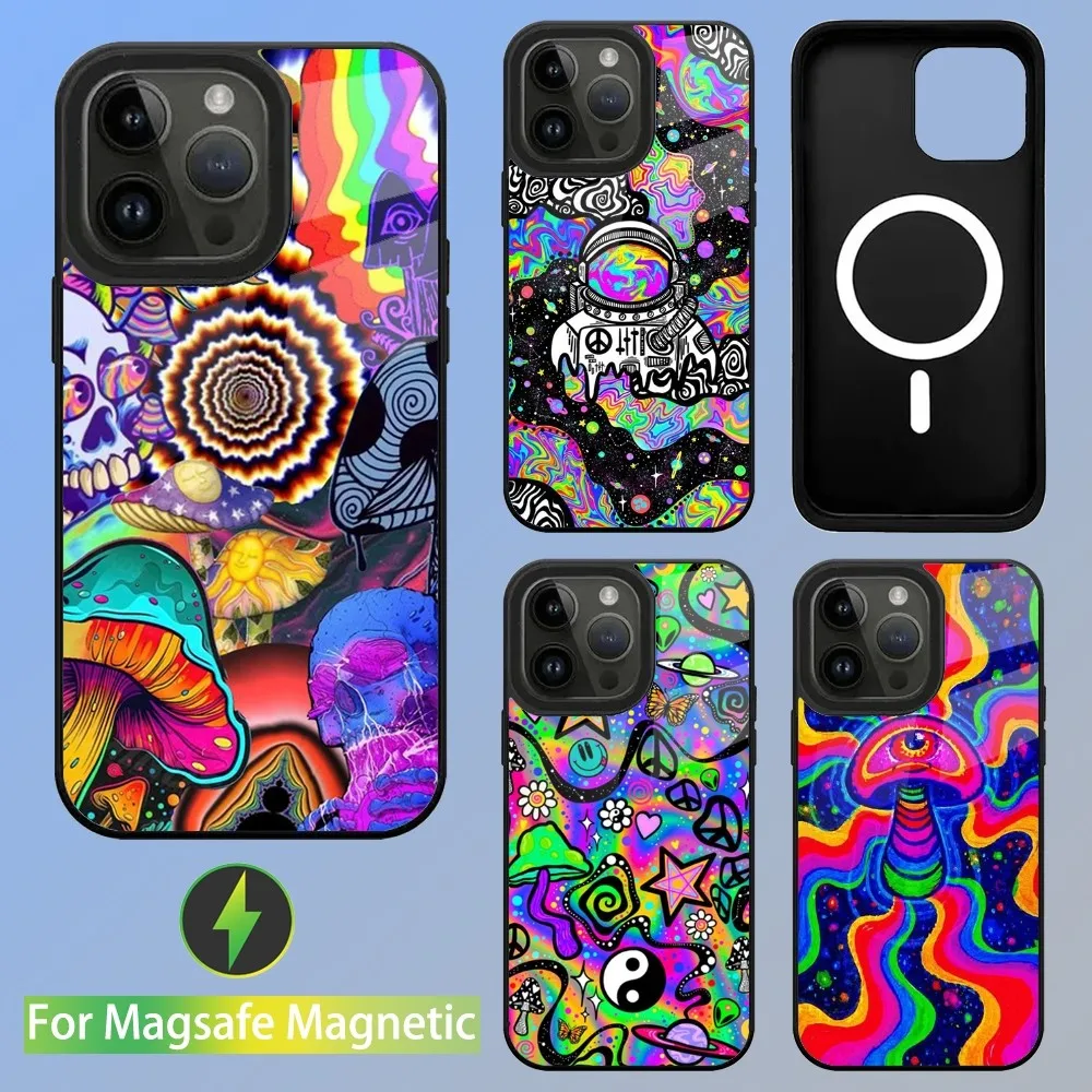 

Colourful Psychedelic Trippy Art Phone Case For iPhone 15,14,13,12,11,Plus,Pro,Max Mini Magsafe Magnetic Wireless Charging