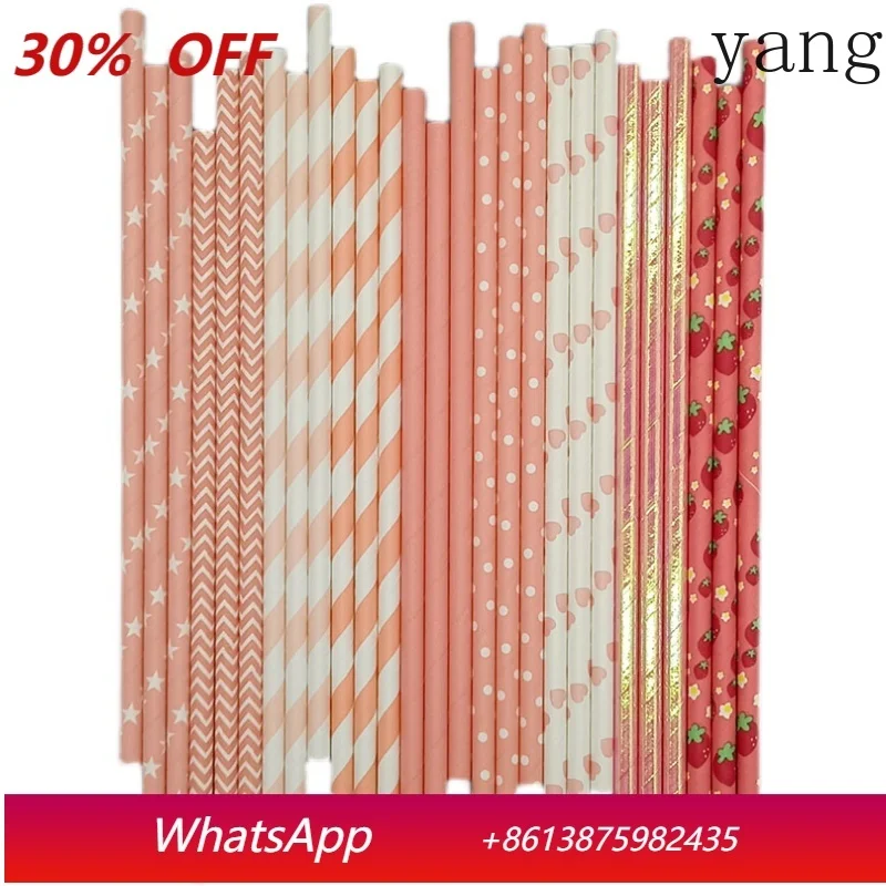 

YJQ 100 disposable degradable paper straws birthday party dessert cake decoration