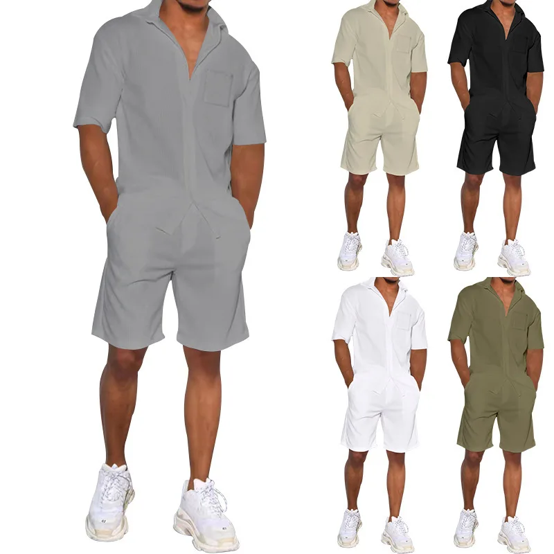 

Loose Linen Short Sleeve Shirt Shorts Set Casual Summer Wear Polyester Fiber Organic Cotton Large Size Men's Suit