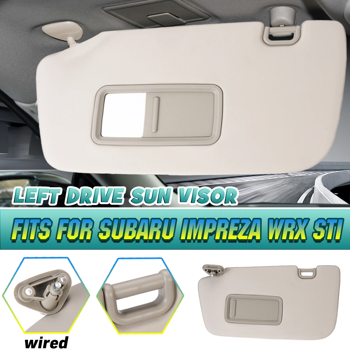 1X For Subaru Impreza WRX STI Car Left Driver Side Wired Sun Visor Auto Shield Visors Windscreen 92011FG032ME