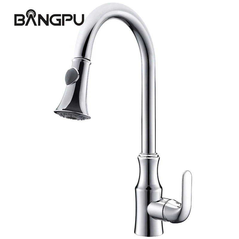 

Deck Mounted 1 Handle Kitchen Pull Down Faucets Contemporary 2 Modes RV Sink Faucet Single Hole Hot and Cold Mixer Taps Chrome