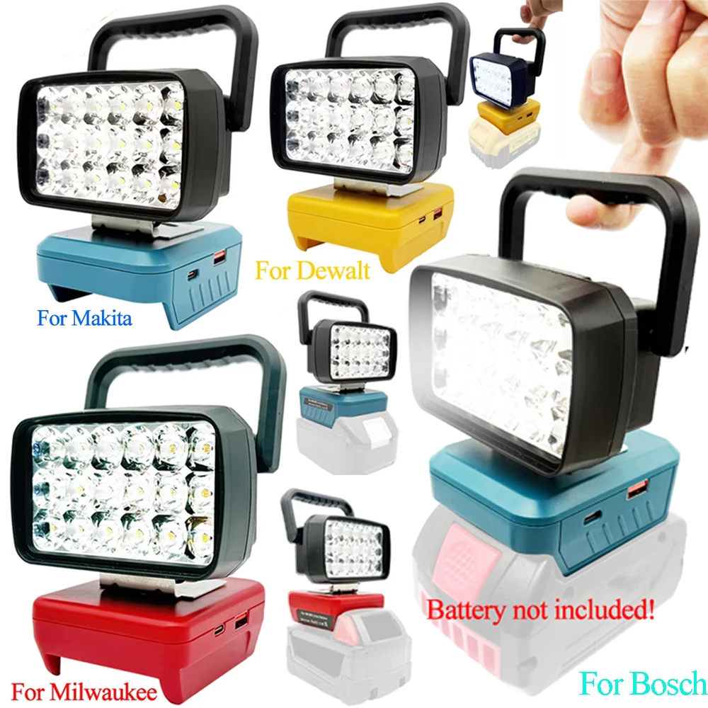 18 Beads Portable Lanterns Spotlight Torch LED Work Light Lamp for Makita BL1830 for Milwaukee for Dewalt 18V 20V Li-ion Battery