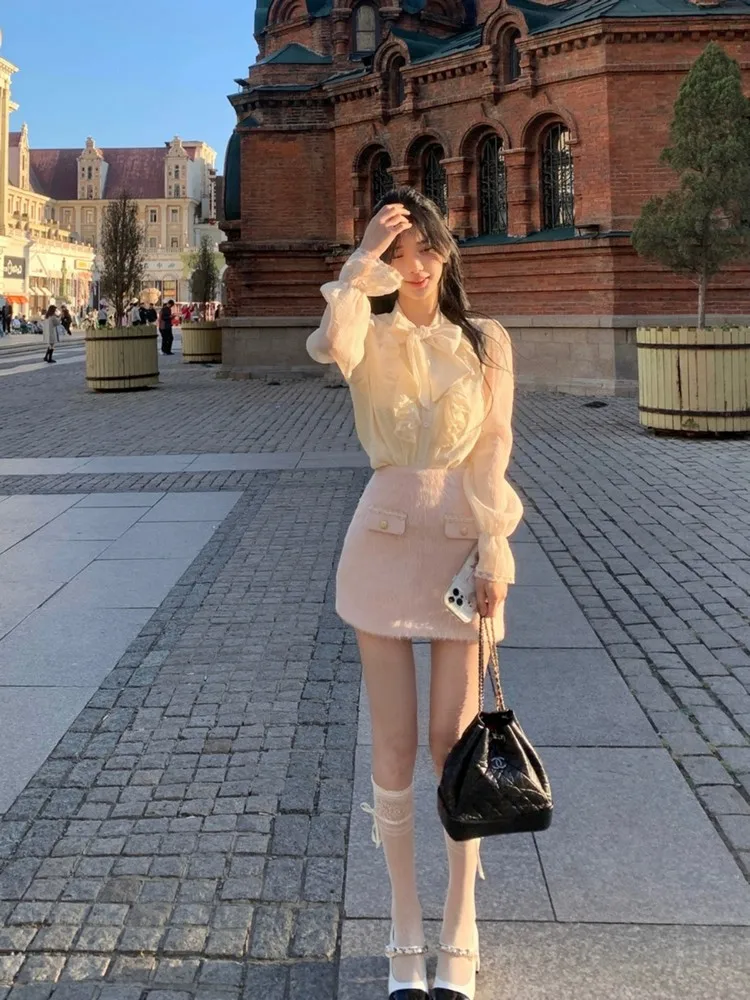 

Ele ort Outerwear Set for Women Spring New Arrival irt And Skirt Two-Piece Ensemble Faionable And Sli