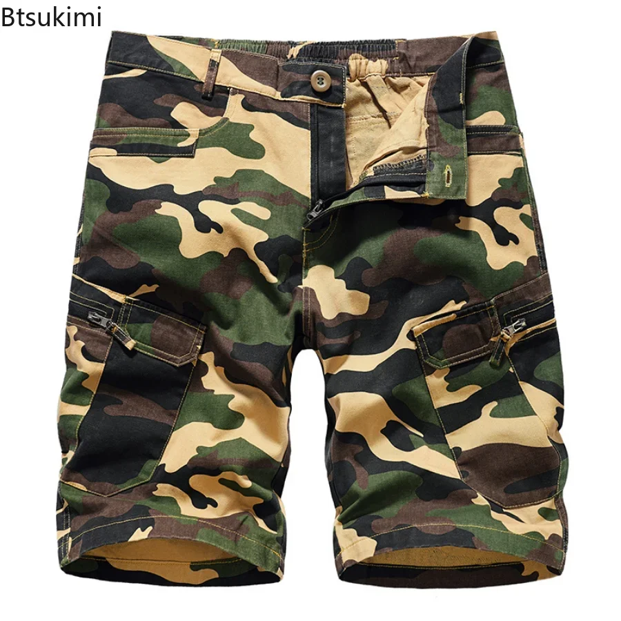 

2025 Men's Cargo Shorts Beach Shorts Camouflage Summer Men Cotton Loose Multi-Pocket Military Trousers Homme Casual Sweat Shorts