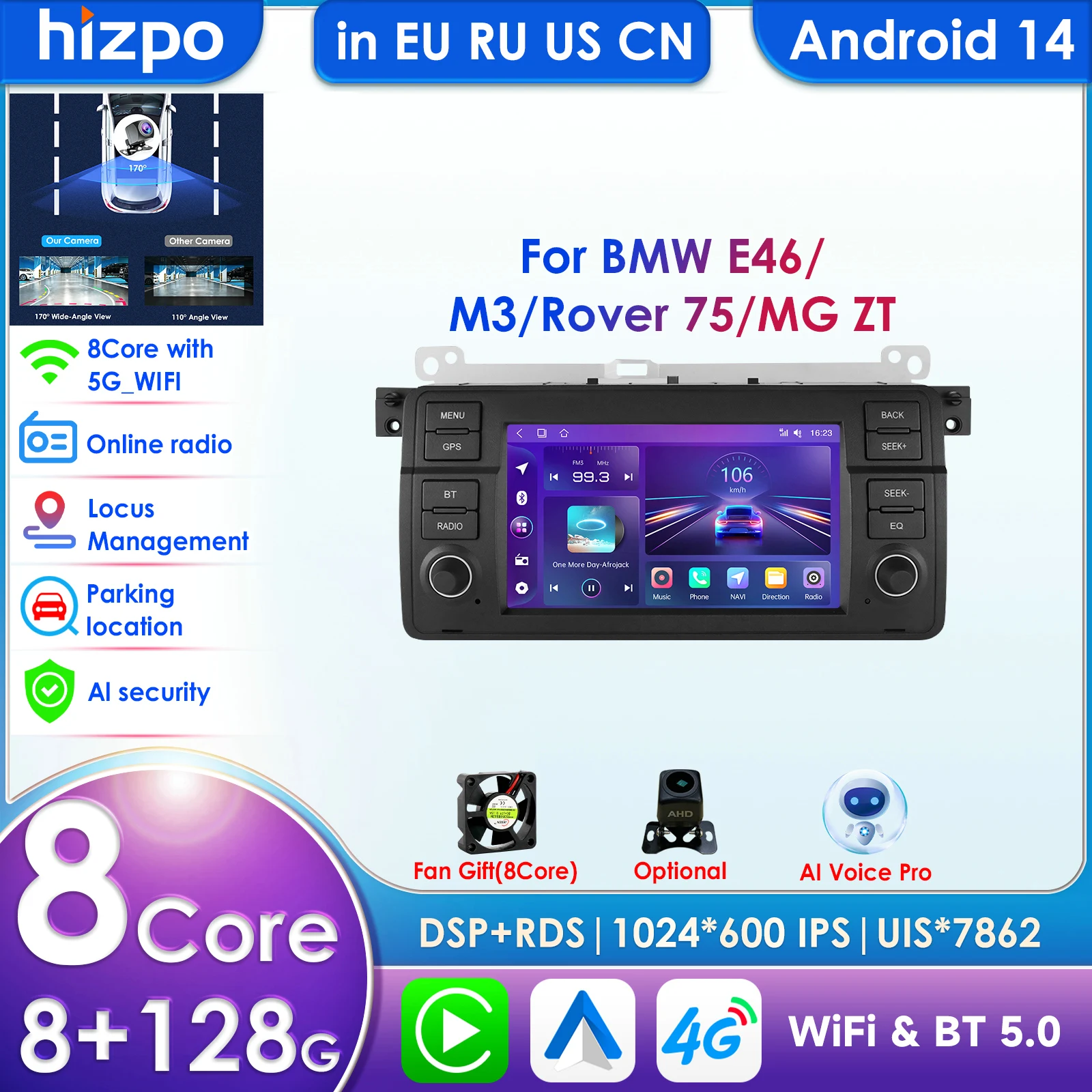 

7 Inch 8G 128G AI Voice 2Din Android Auto Radio for BMW 3 E46 M3 318 320 325 330 335 Carplay 4G NET Car Multimedia GPS Autoradio