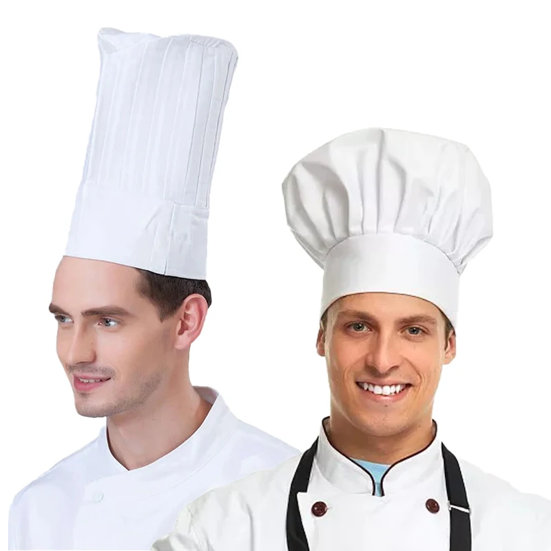 Czapka kucharska High22/29cm Biała czapka szefa kuchni Kelner Kelnerka Kuchnia Praca Kapelusz Hotel Restauracja Stołówka Piekarnia Baker Domowa czapka kucharska
