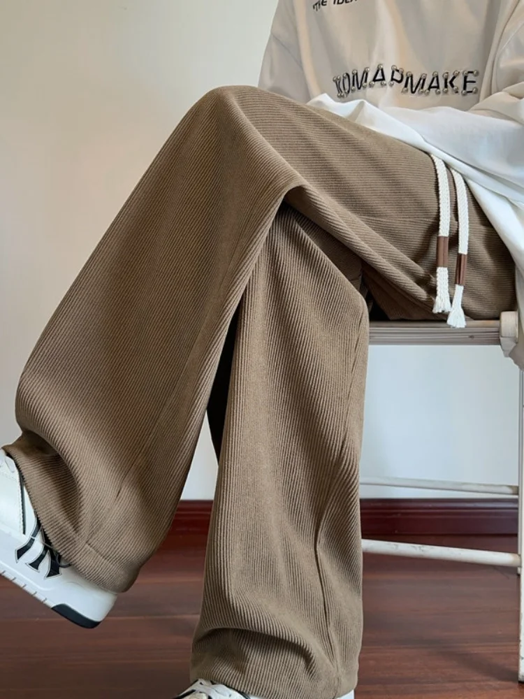 

Men's Corduroy Pants Loose Fit Casual American Sle Autumn Spring Straight Leg Drapey Wide Leg Trendy Youth Faion