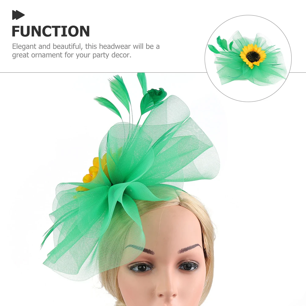 

Stylish Sunflower Hair Accessories Green Fascinator Headband for Women Elegant Wedding Prom Party Dressy Hats Flapper