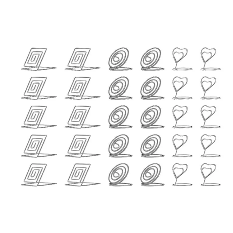 AT29-60 قطع حامل بطاقة الطاولة سلك مكان حامل البطاقة حامل القائمة حامل الصور مقاطع بطاقة حامل لحفلات الزفاف ، حفلة العشاء