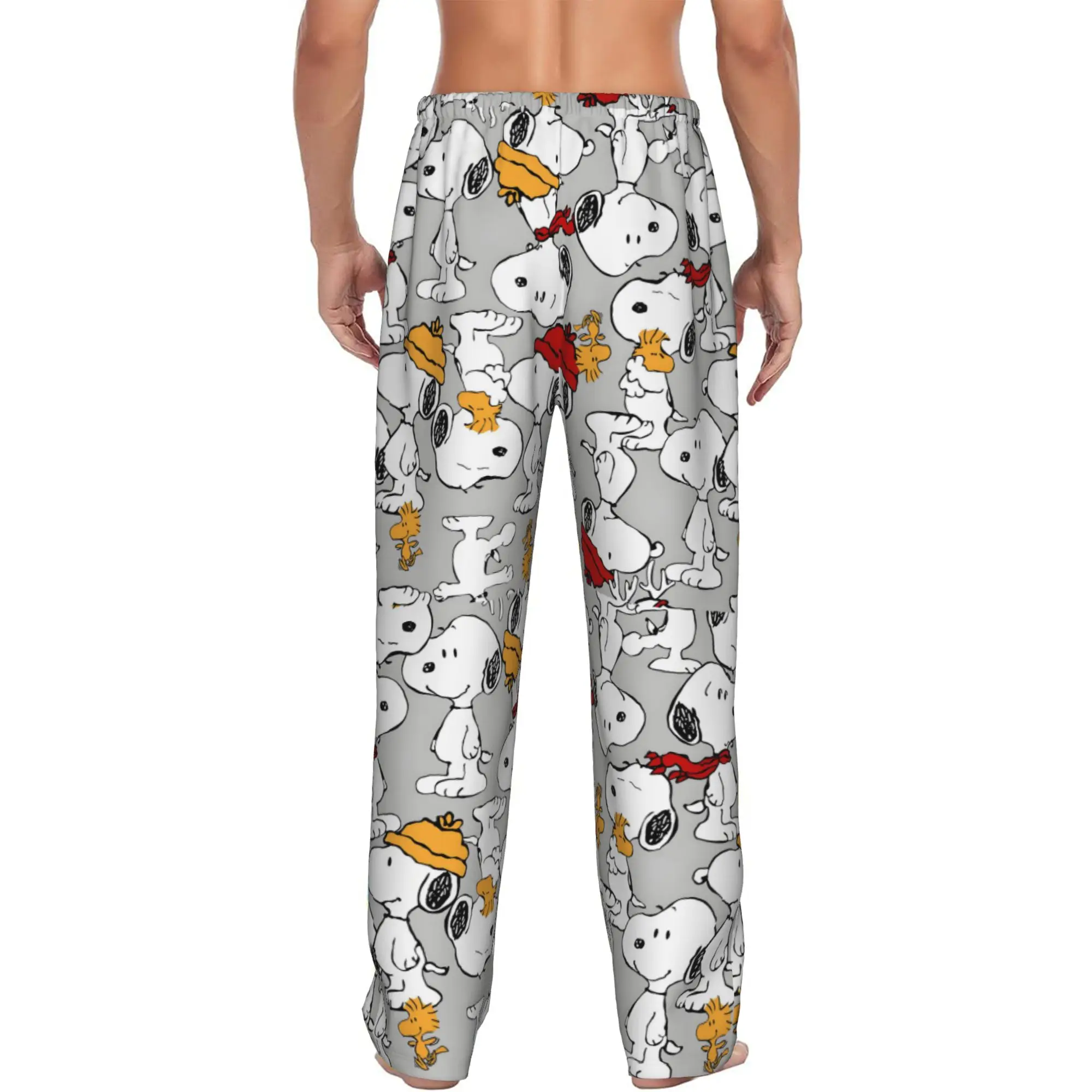 Custom Printed S-snoopied Anime Pajama Pants Men's Dog Cartoon Sleep Sleepwear Bottoms with Pockets