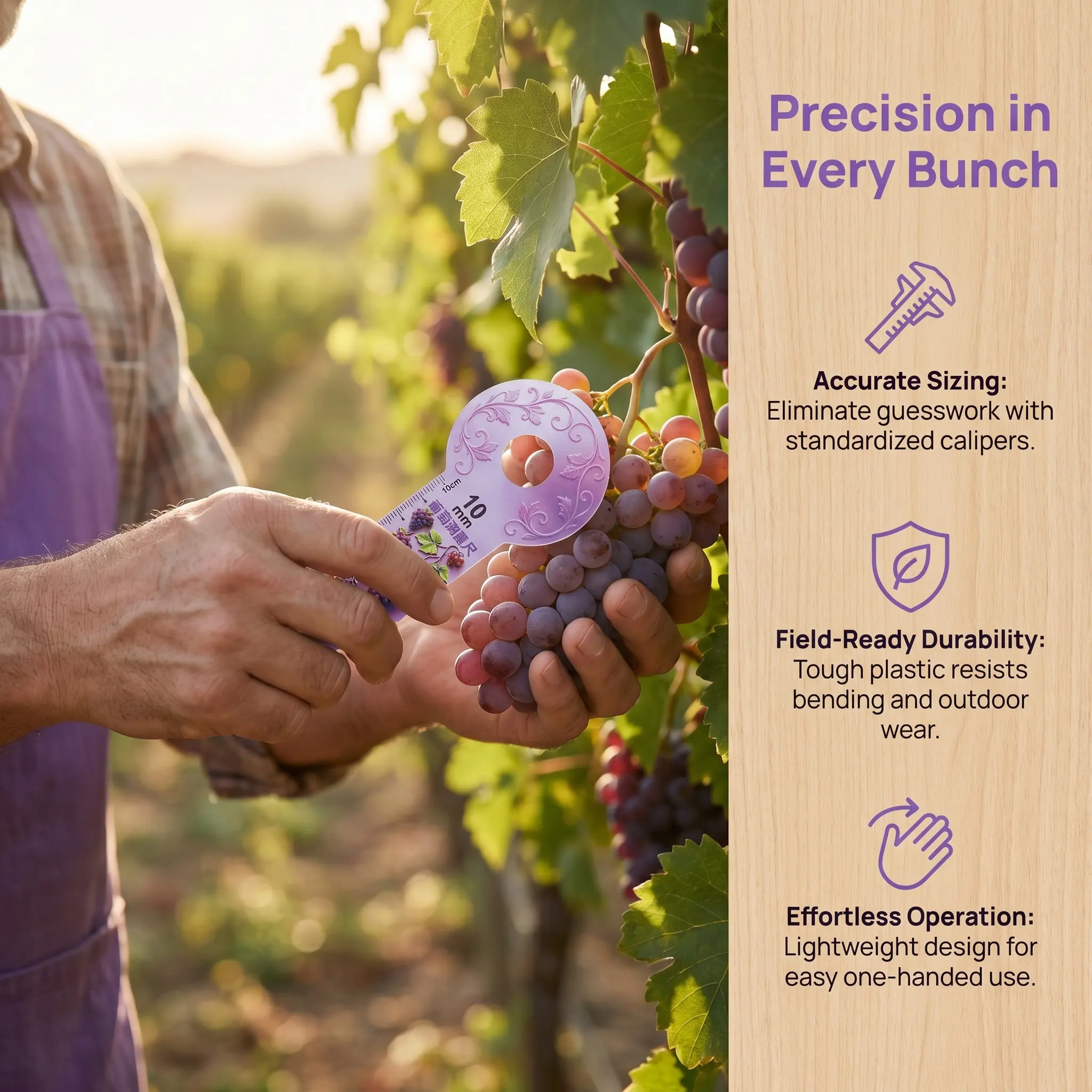 2Pcs Plastic Pocket Caliper Grape Diameter Measuring Tool Fruit Sorting Gauge for Blueberry Cherry Farmer Market Size