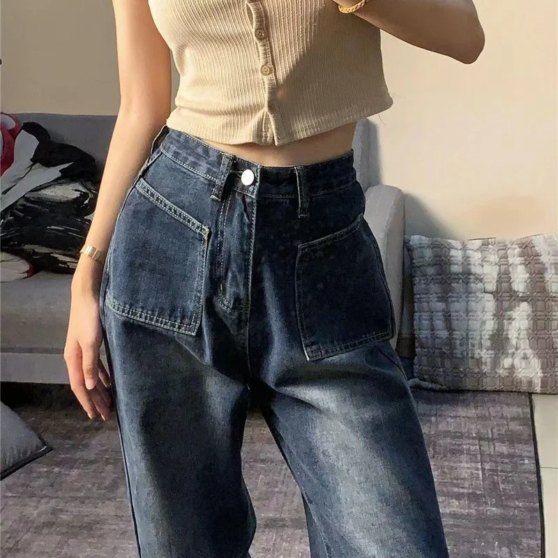 Deeptown Y2k Vintage Oversized Woman's Jeans Harajuku Wide Leg Denim Pants Grunge Baggy Trousers Aesthetic Gyaru Streetwear