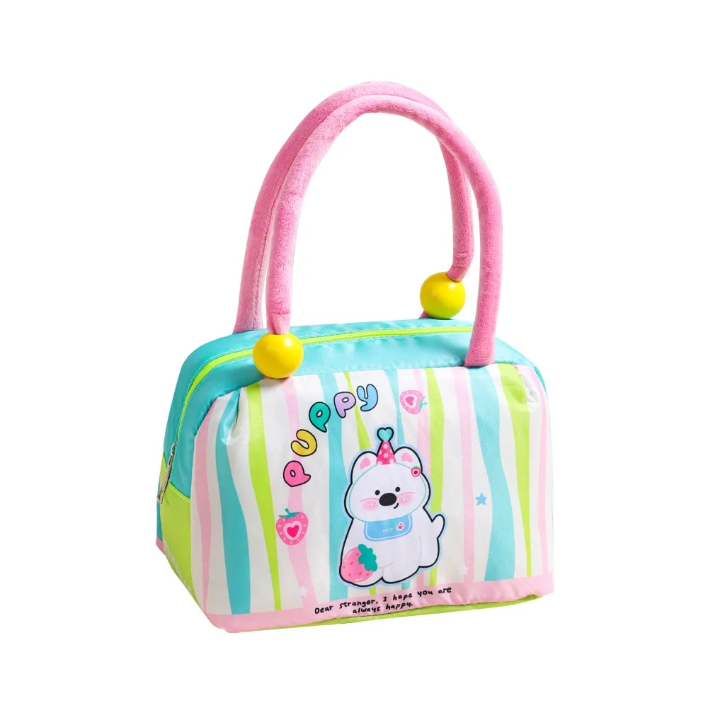 Cartoon Print Insulated Lunch Bag Large Capacity Fresh-Keeping Outdoor Picnic Bag Aluminum Foil Portable Students Lunchbox Bag
