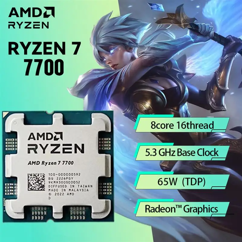 Top AMD Ryzen 7 7700 R7 7700 4.5 GHz 8-Core 16-Thread CPU Processor 5NM L3=32M Socket AM5 Sealed Without cooler